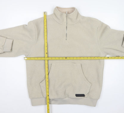 Sonneti London Men's Beige M Pullover 1/4 Zip Borg Fleece Sweatshirt