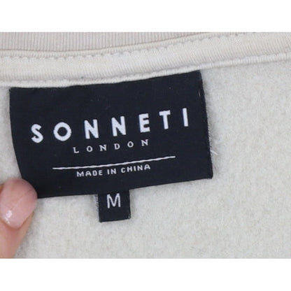 Sonneti London Men's Beige M Pullover 1/4 Zip Borg Fleece Sweatshirt