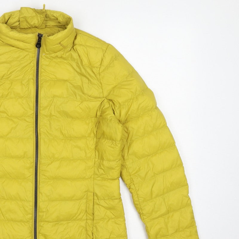 Marks & Spencer Women Yellow UK 10 Down Puffer Jacket Quilted Zip