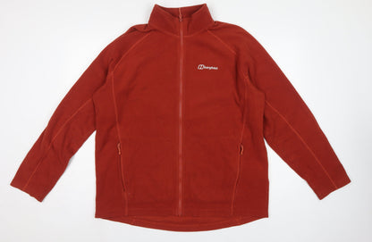 Berghaus Men Red XL Full Zip Fleece Jacket Stand-Up Collar Hiking