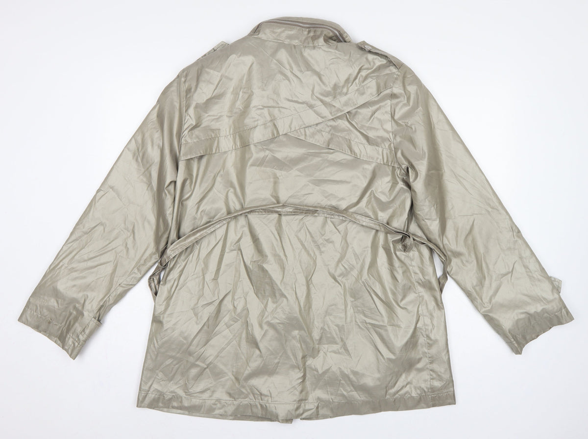 Lakeland Women Beige UK 16 Belted Hooded Rain Jacket Mid-Length