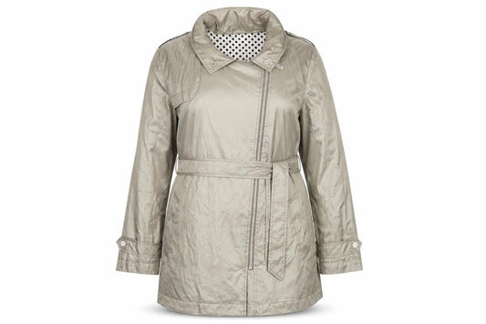 Lakeland Women Beige UK 16 Belted Hooded Rain Jacket Mid-Length