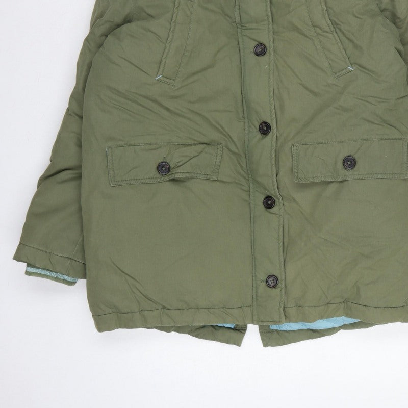 Boden Girls Green Parka Coat 15-16 Years Pink Faux Fur Hood Winter