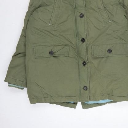 Boden Girls Green Parka Coat 15-16 Years Pink Faux Fur Hood Winter