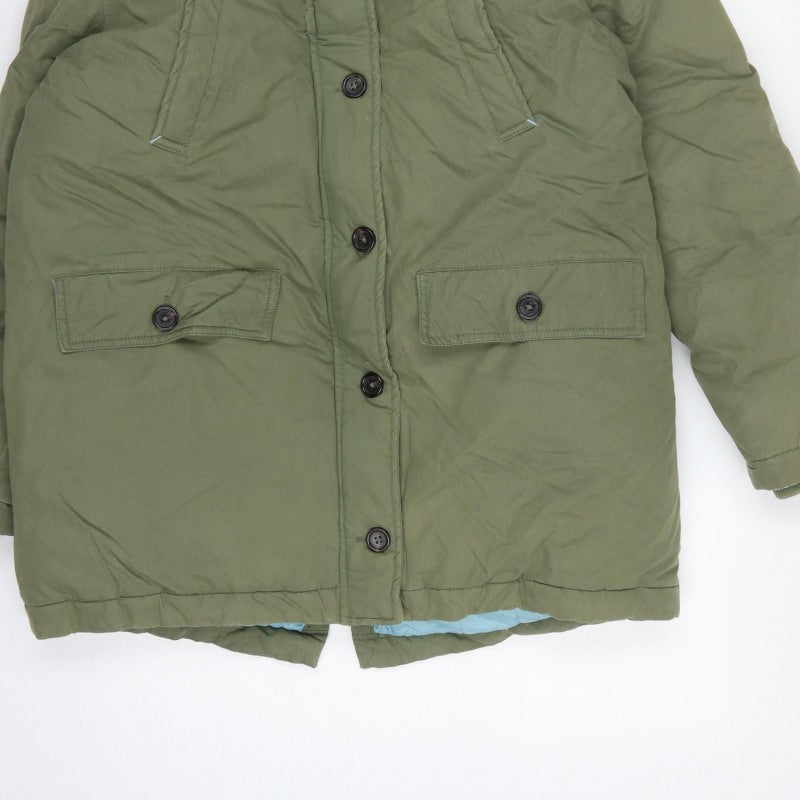 Boden Girls Green Parka Coat 15-16 Years Pink Faux Fur Hood Winter