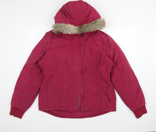 Bench Women’s Pink UK 14 Hooded Faux Fur Trim Parka Jacket