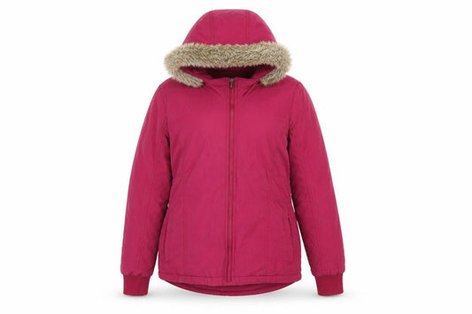 Bench Women’s Pink UK 14 Hooded Faux Fur Trim Parka Jacket
