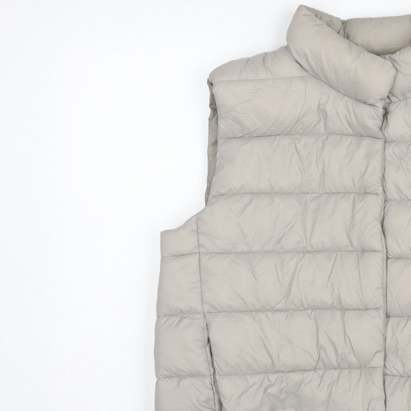 Primark Women Grey L Quilted Puffer Gilet Waistcoat Padded Bodywarmer