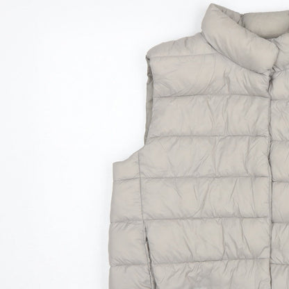 Primark Women Grey L Quilted Puffer Gilet Waistcoat Padded Bodywarmer