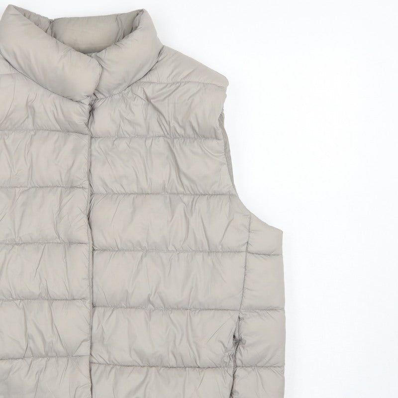 Primark Women Grey L Quilted Puffer Gilet Waistcoat Padded Bodywarmer
