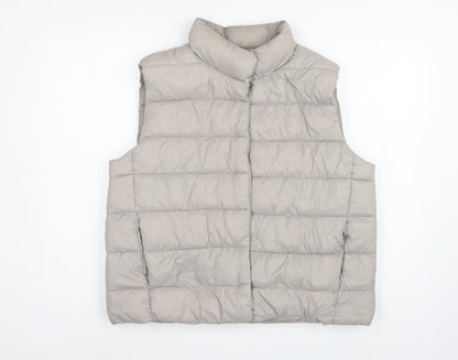 Primark Women Grey L Quilted Puffer Gilet Waistcoat Padded Bodywarmer