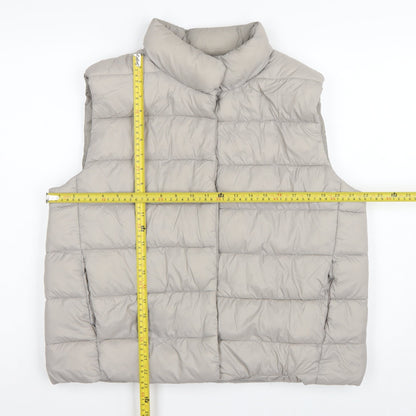 Primark Women Grey L Quilted Puffer Gilet Waistcoat Padded Bodywarmer