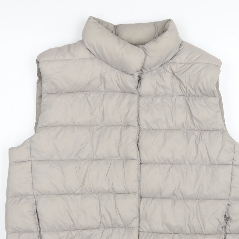 Primark Women Grey L Quilted Puffer Gilet Waistcoat Padded Bodywarmer