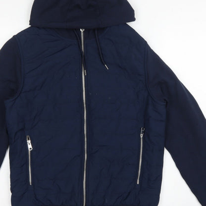 Autograph Men Navy M 38-40 Puffer Hooded Shower Resistant Jacket