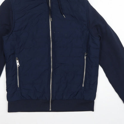 Autograph Men Navy M 38-40 Puffer Hooded Shower Resistant Jacket