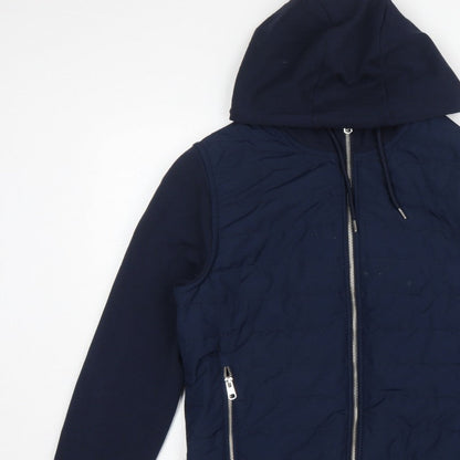 Autograph Men Navy M 38-40 Puffer Hooded Shower Resistant Jacket