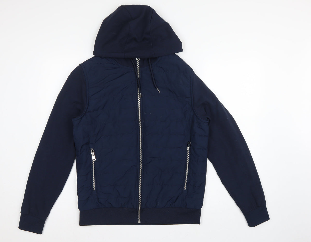 Autograph Men Navy M 38-40 Puffer Hooded Shower Resistant Jacket