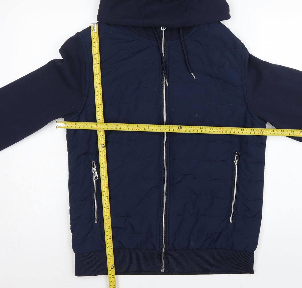 Autograph Men Navy M 38-40 Puffer Hooded Shower Resistant Jacket