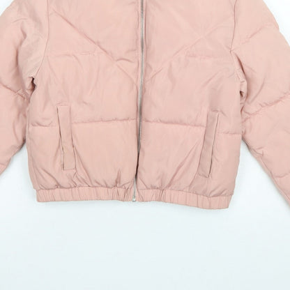 New Look 915 Girls Pink Age 12-13 Puffer Jacket Quilted Full Zip