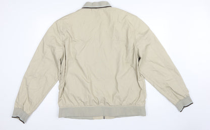 Fred Perry Men’s Beige XL Bomber Jacket Full Zip Logo Cotton Blend