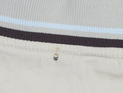 Fred Perry Men’s Beige XL Bomber Jacket Full Zip Logo Cotton Blend