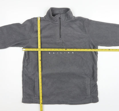 Nautica Men's Grey M 1/4 Zip Fleece Pullover Sweatshirt Logo Pockets