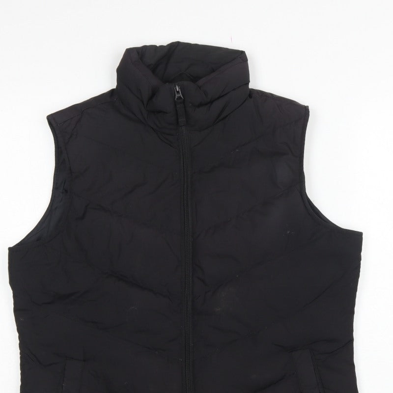 Lands' End Women's Black UK S Down Padded Quilted Zip Bodywarmer Gilet