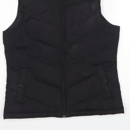 Lands' End Women's Black UK S Down Padded Quilted Zip Bodywarmer Gilet