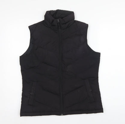 Lands' End Women's Black UK S Down Padded Quilted Zip Bodywarmer Gilet