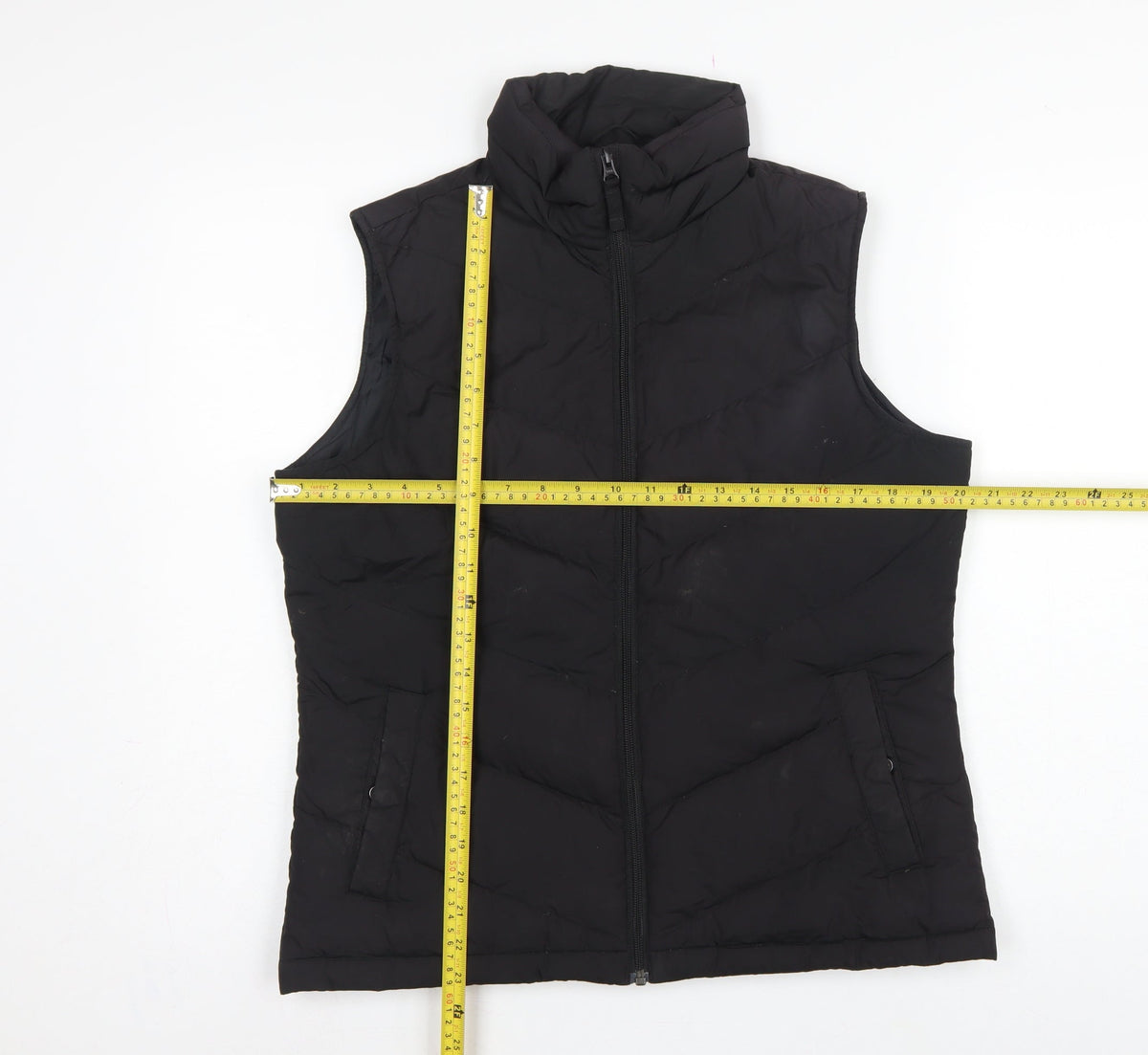 Lands' End Women's Black UK S Down Padded Quilted Zip Bodywarmer Gilet