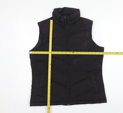 Lands' End Women's Black UK S Down Padded Quilted Zip Bodywarmer Gilet