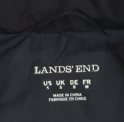 Lands' End Women's Black UK S Down Padded Quilted Zip Bodywarmer Gilet