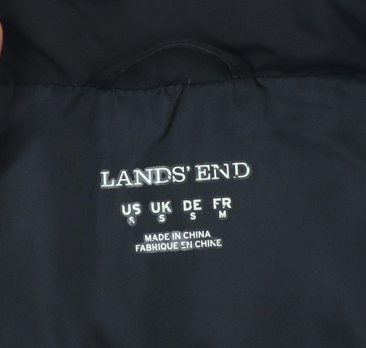 Lands' End Women's Black UK S Down Padded Quilted Zip Bodywarmer Gilet