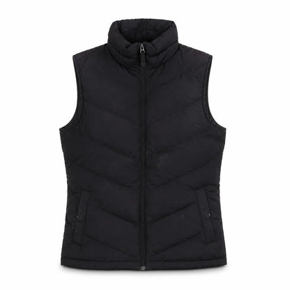 Lands' End Women's Black UK S Down Padded Quilted Zip Bodywarmer Gilet
