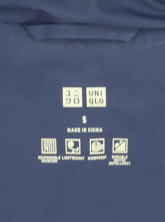 UNIQLO Women Blue S Long Hooded Down Puffer Coat Windproof