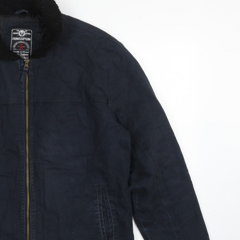 Ringspun Men’s Blue XL Hostrup Military Jacket Full Zip Cotton