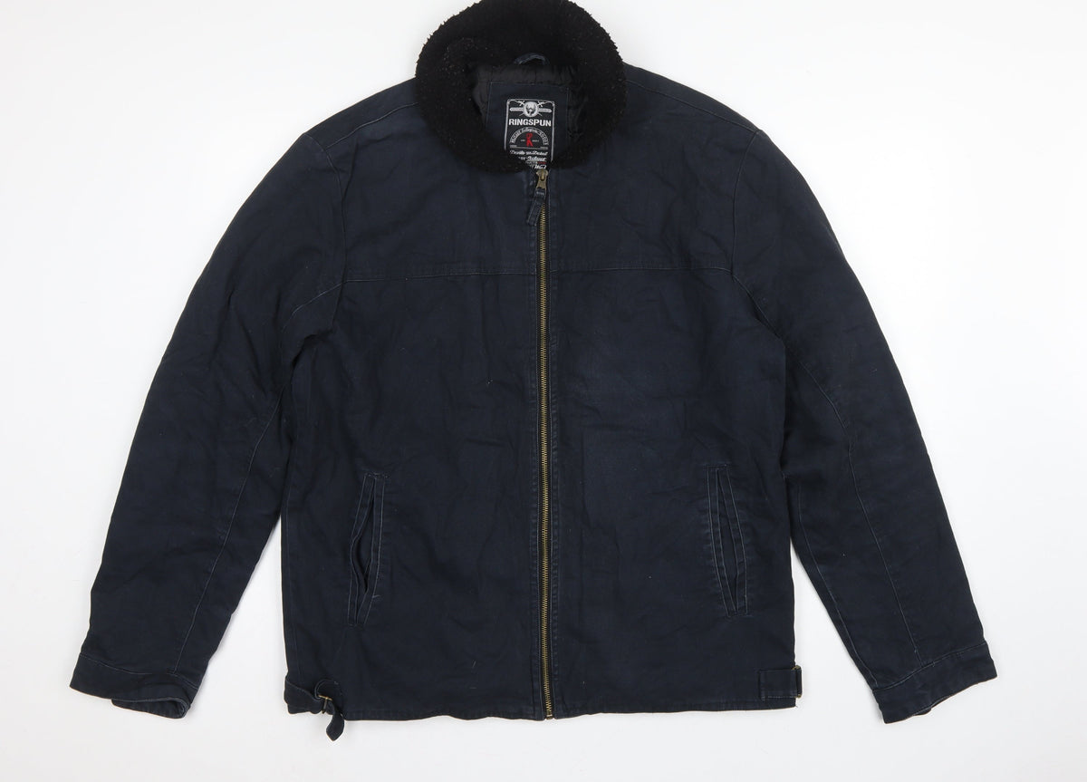 Ringspun Men’s Blue XL Hostrup Military Jacket Full Zip Cotton
