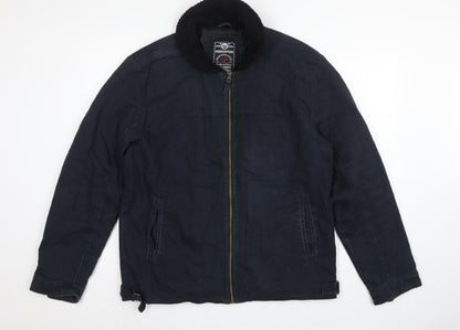 Ringspun Men’s Blue XL Hostrup Military Jacket Full Zip Cotton