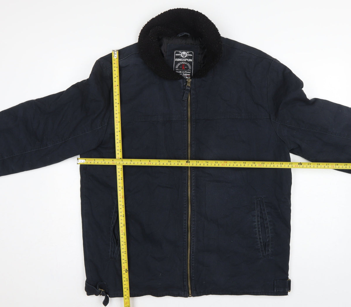 Ringspun Men’s Blue XL Hostrup Military Jacket Full Zip Cotton