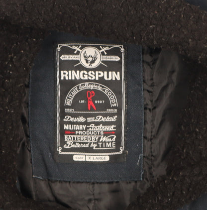 Ringspun Men’s Blue XL Hostrup Military Jacket Full Zip Cotton