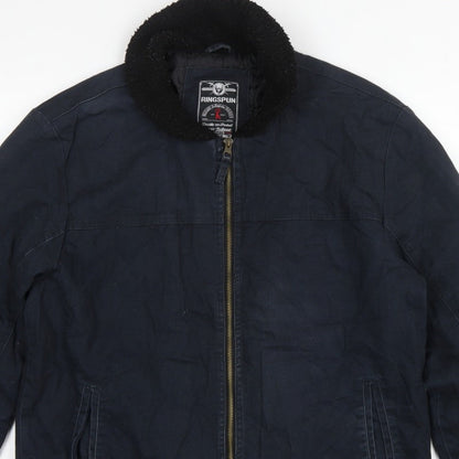 Ringspun Men’s Blue XL Hostrup Military Jacket Full Zip Cotton