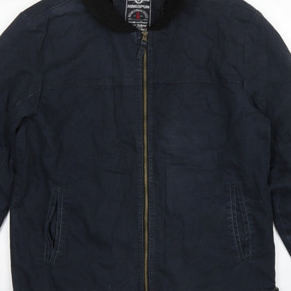 Ringspun Men’s Blue XL Hostrup Military Jacket Full Zip Cotton