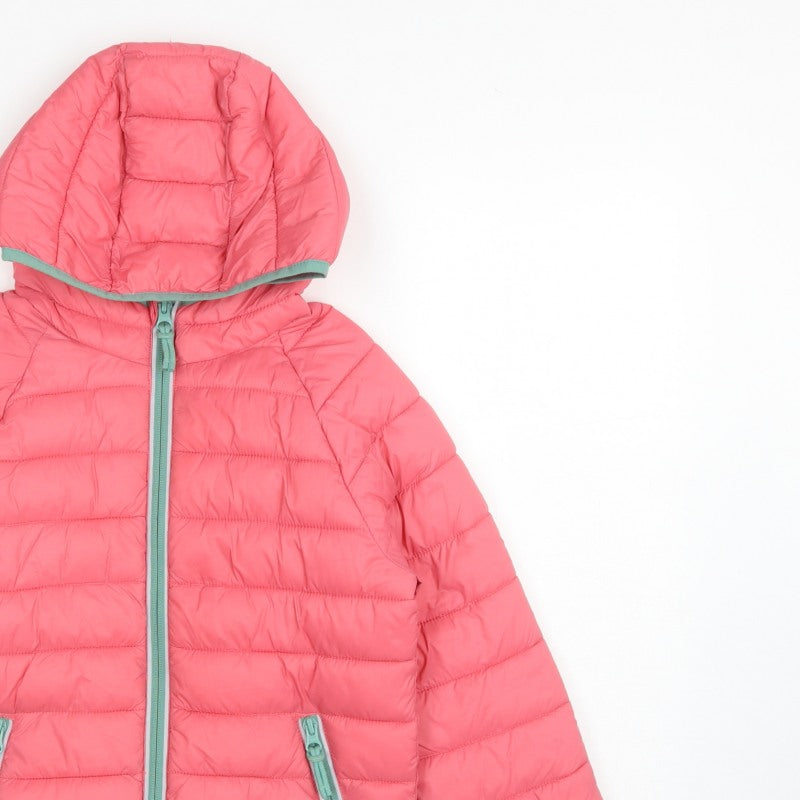 Mini Boden Girls Pink 8-9 Years Hooded Puffer Jacket Quilted