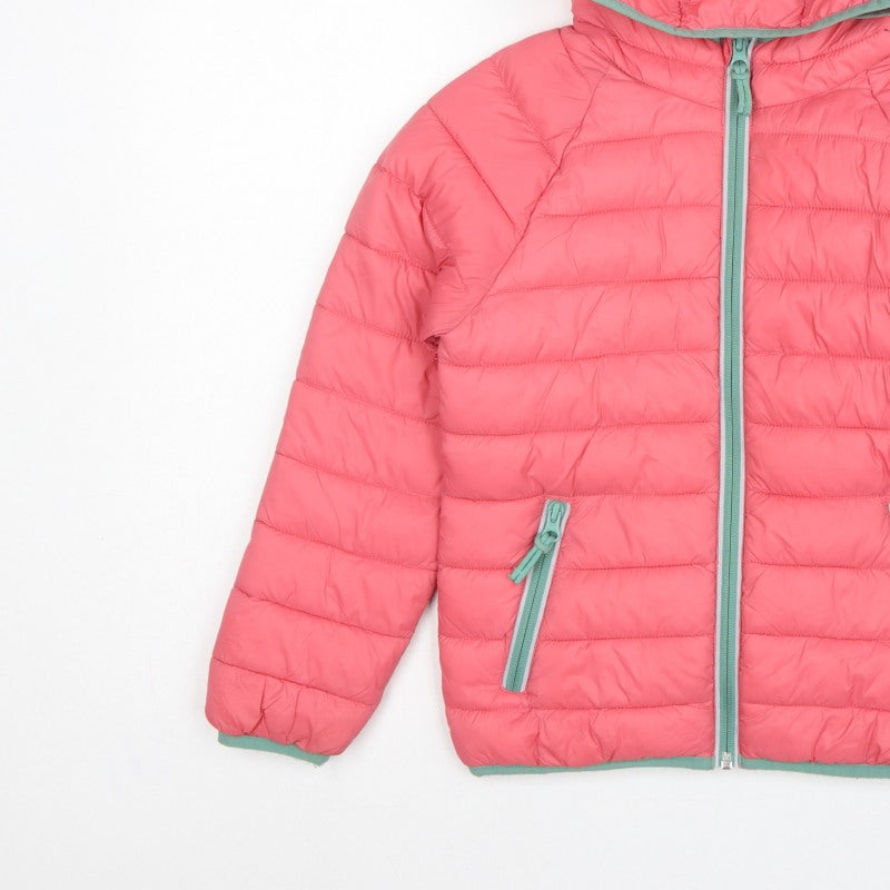 Mini Boden Girls Pink 8-9 Years Hooded Puffer Jacket Quilted