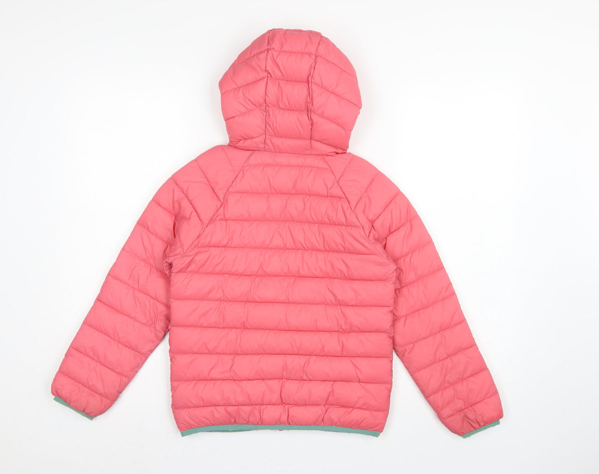 Mini Boden Girls Pink 8-9 Years Hooded Puffer Jacket Quilted