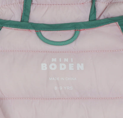 Mini Boden Girls Pink 8-9 Years Hooded Puffer Jacket Quilted