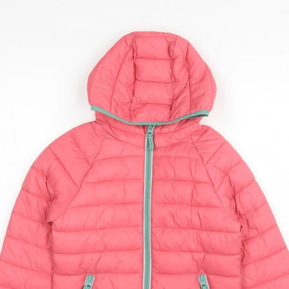 Mini Boden Girls Pink 8-9 Years Hooded Puffer Jacket Quilted