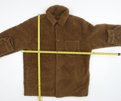 UNIQLO Men’s Brown M Teddy Fleece Button Jacket Pile Casual