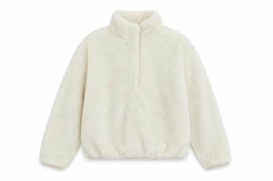H&M Women’s Ivory UK 12 Full Zip Fleece Sweatshirt High Neck