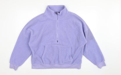 Dunnes Stores Women Purple M Fleece 1/4 Zip Pullover Sweatshirt